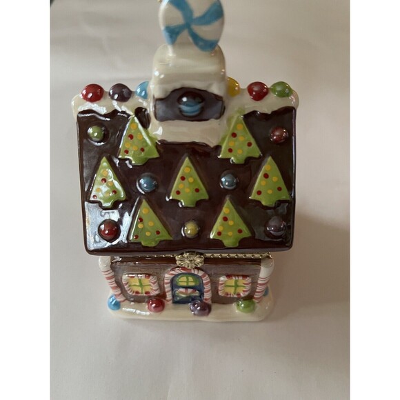 Mr Christmas Ceramic Gingerbread House Music Box Ornament Wind Up Deck The Halls - Picture 4 of 8
